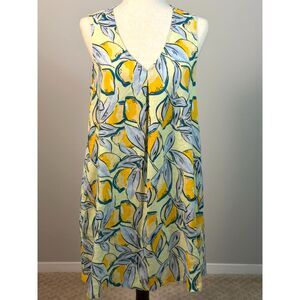 Rachel Zoe Linen Lemon Print Shift Dress Pockets Amalfi Coast Size S